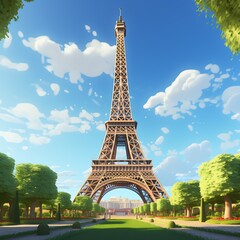 Eiffel Tower with trees and grass