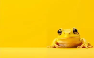 Deurstickers a yellow frog with big eyes © Sveatoslav