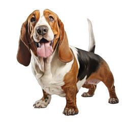 Basset hound dog on transparent background.