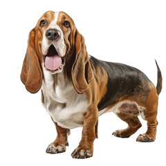 Basset hound dog on transparent background.