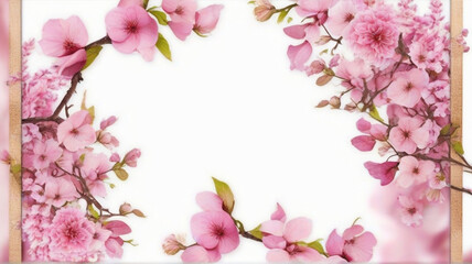 Fototapeta na wymiar pink cherry blossom border
