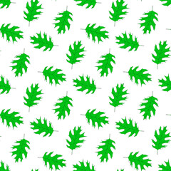 Seamless pattern of green leaves on a white background
