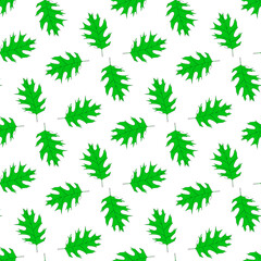 Fototapeta na wymiar Seamless pattern of green leaves on a white background