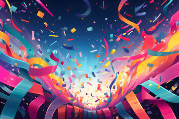 Colorful abstract background with flying confetti. Vector Illustration.