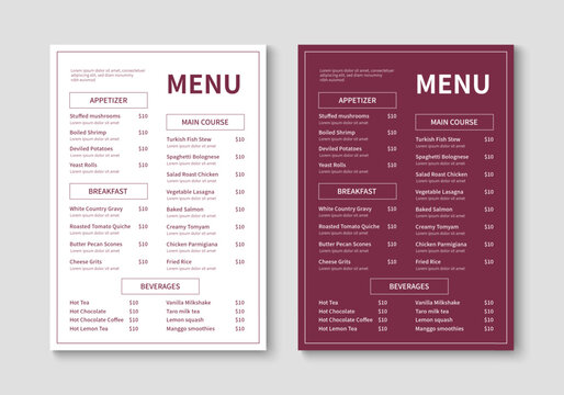 Restaurant menu template. Brochure layout design for restaurant and cafe menu. Food and drink flyer. Vector illustration