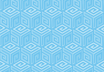 Abstract geometric pattern. A seamless vector background. White and blue ornament. Graphic modern pattern. Simple lattice graphic design
