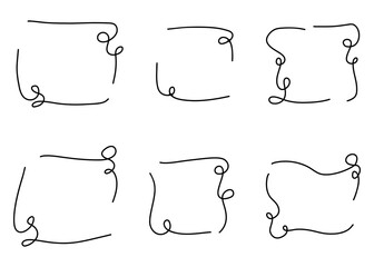 手書きのシンプルなフレームセット、飾り枠、曲線フレーム