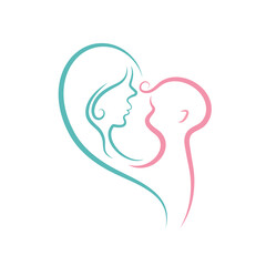 mom and baby vector element design for midwife branding icon template