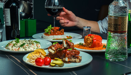 person eating dinner