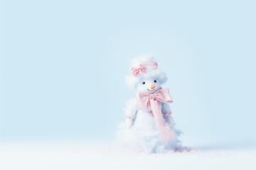 light simple snowman on a clean background, minimalism, children's drawing, background wallpaper screen canvas mockup template empty without words