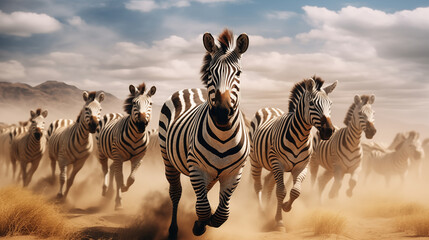 Zebra - Herd of patterned horses