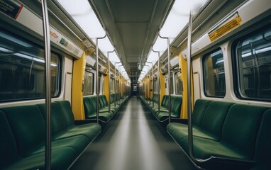 Fototapeta premium Interior of a subway car with seats