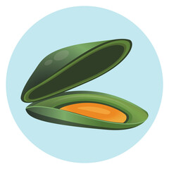 mussel vector illustration isolated on blue background