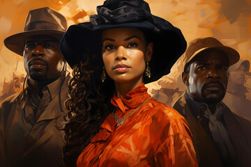 Obraz premium day for freedom, end of slavery, black history, Pan African flag, black fist raised for Black History Month, Africa