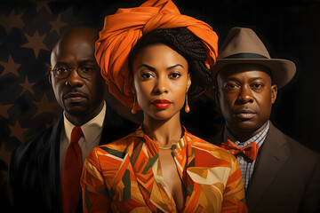 Obraz premium day for freedom, end of slavery, black history, Pan African flag, black fist raised for Black History Month, Africa