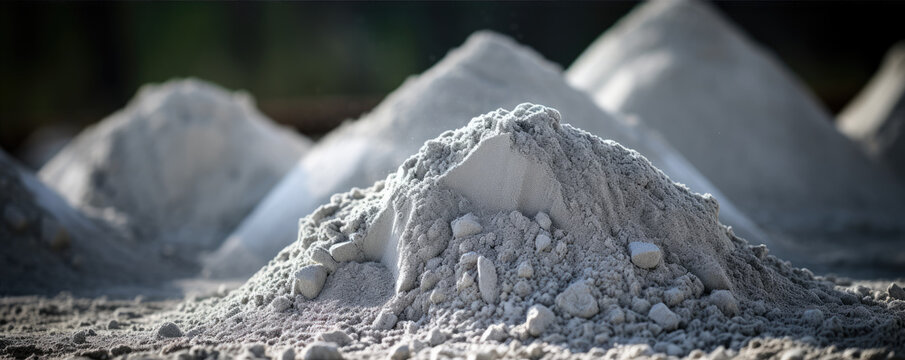 Material for cement preperation. Fly ash pile on ground