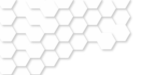 	
Abstract hexagons White Hexagonal Background. Luxury honeycomb grid White Pattern. Vector Illustration. 3D Futuristic abstract honeycomb mosaic white background. geometric mesh cell texture.