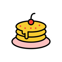 Pancake Icon Vector, Cartoon Style