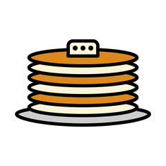 Pancake Icon Vector, Cartoon Style