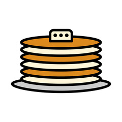 Pancake Icon Vector, Cartoon Style