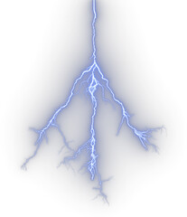Thunder strike power force cutout on transparent backgrounds specials effect 3d render png