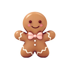 Kawaii gingerbread man isolated on transparent background