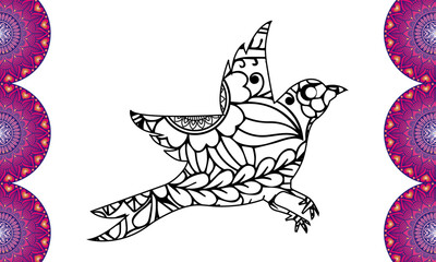 Obraz premium Beautiful Birds Coloring Page for Adults .