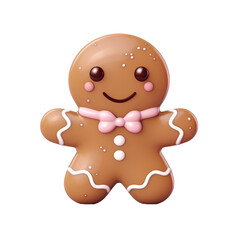 Kawaii gingerbread man isolated on transparent background