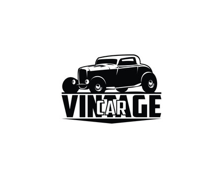 super old car. isolated white background. vector car silhouette with view from the side. best for badges, emblems, icons, design stickers, vintage car industry