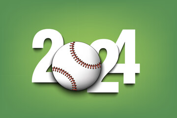 Happy New Year 2024 and baseball ball