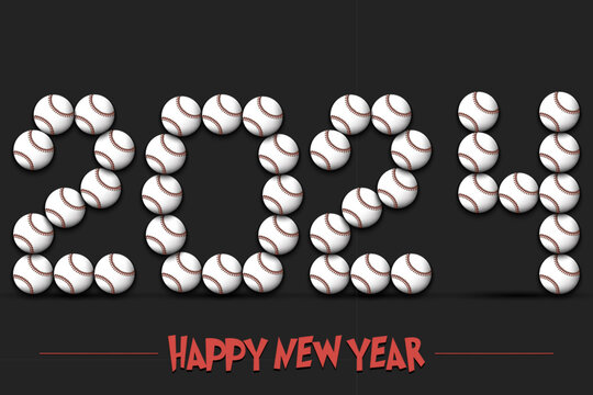 Happy New Year 2024 and baseball ball