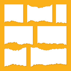 Set of white torn paper vector