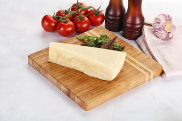 Piece Italian hard parmesan cheese