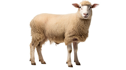 A sheep standing , isolated on transparent or white background, png
