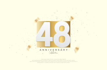 48th anniversary celebration, with numbers on elegant gold paper. Premium vector for poster, banner, celebration greeting.
