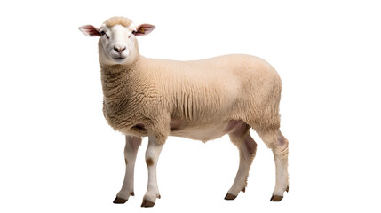 A sheep standing , isolated on transparent or white background, png