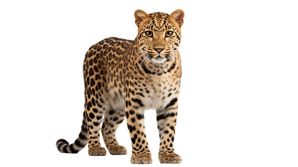 A leopard standing , isolated on transparent or white background, png