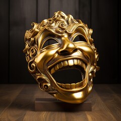 comedy and tragedy masks, isolated on a black background Generative AI
