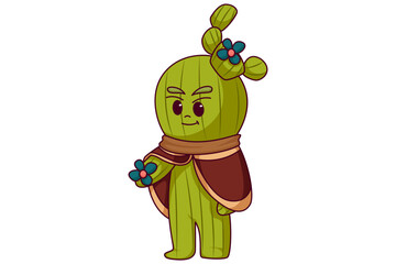 Cute Cactus Character Design Illustration
