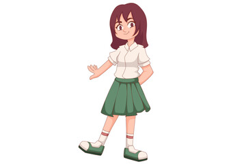 Cute Student Girl Character Design Illustration