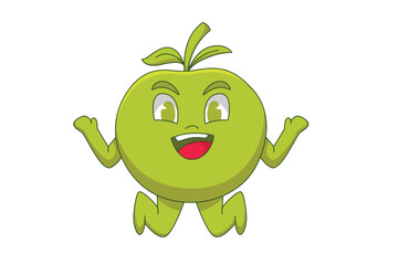 Cute Apple Character Design Illustration
