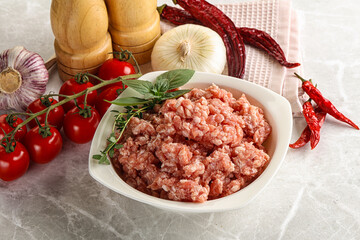 Raw minced pork uncooked meat