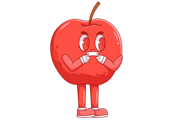 Cute Apple Character Design Illustration