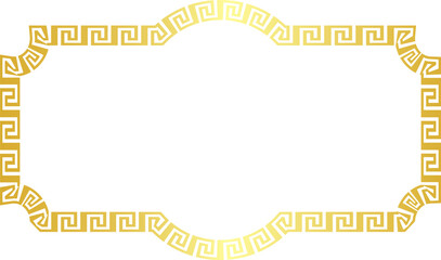 Greek meander Square shape horizontal Frame vintage Greek key pattern Greek fret Luxury gold picture frame golden borders retro badge decorative retro badge element