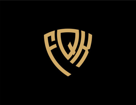 FQK creative letter shield logo design vector icon illustration