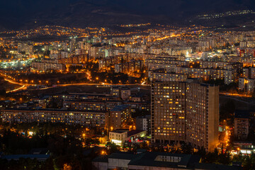 Old soviet residential district Gldani at night. Tbilisi