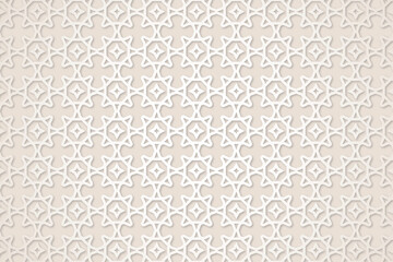 Ornamental seamless Islamic pattern background with paper cut style vector illustration
