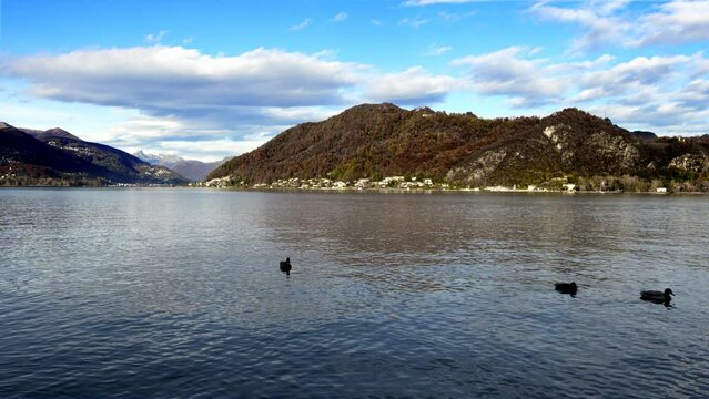 Autumn landscape on Lake Lugano