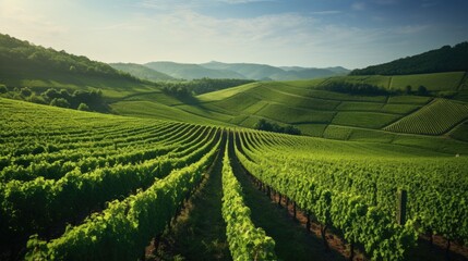 Fototapeta na wymiar Beautiful landscape of Vineyards in European region in summer season comeliness