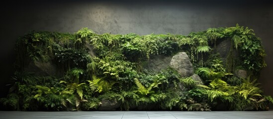 Indoor wall adorned with plants and moss - obrazy, fototapety, plakaty